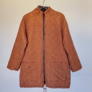 Carole Little Vintage Y2K 100% Silk Beaded Zip Front Diamond Quilted Jacket